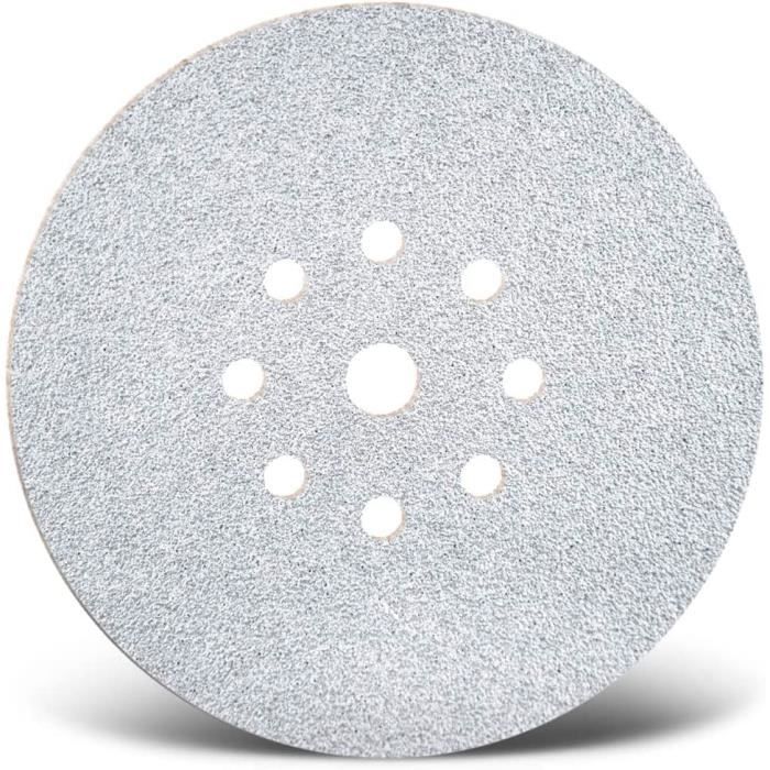 White Disques abrasifs auto-agrippants, 225 mm, 9 trous, Grain 120, p.  Ponceuses à plâtre (Lot de 25)[468] - Cdiscount Bricolage