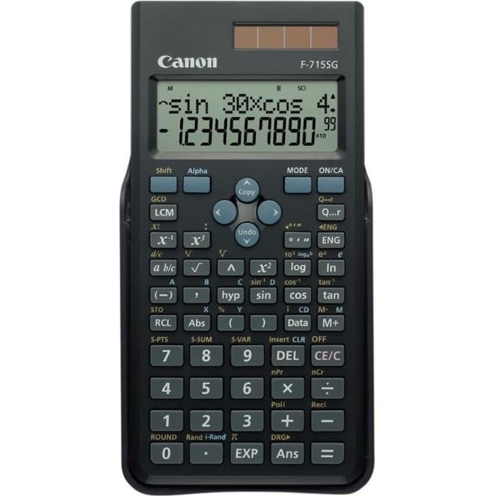 Calculatrice scientifique CANON F-715SG - 10 chiffres + 2 exposants - Panneau solaire pile - Noir