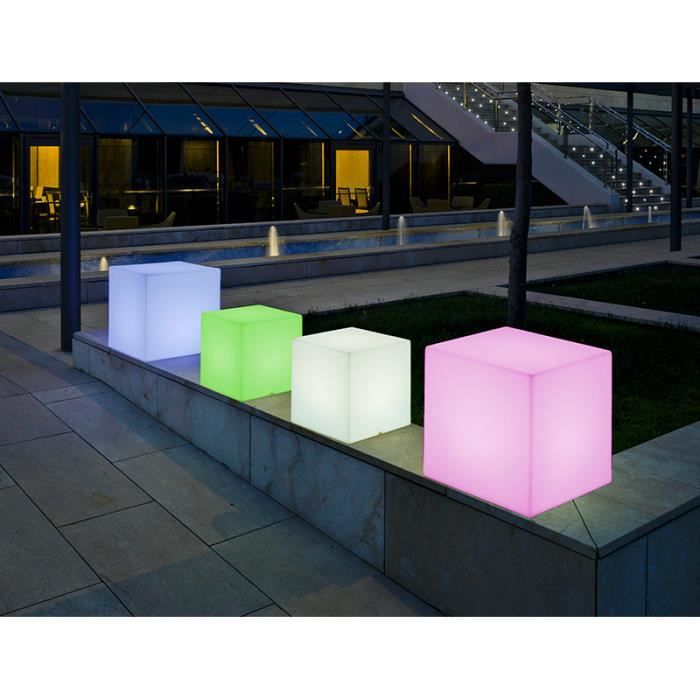 Cube lumineux MOOVERE 45cm outdoor Solaire+Batterie rechargeable LED/RGB