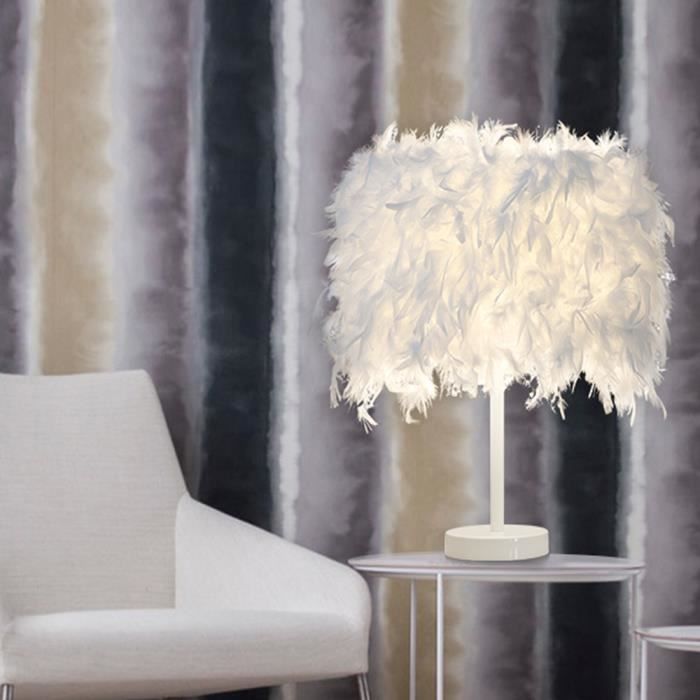 COUNT Lampe de table plumes - E27 Lampe de chevet plumes 1pcs Convient pour la chambre