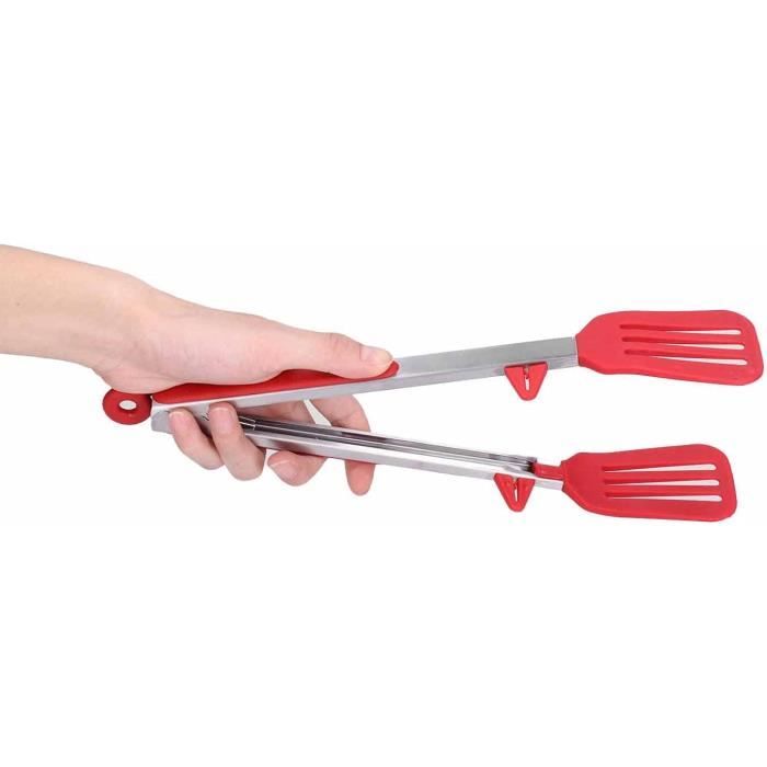Pinces De Cuisine En Silicone Avec Poignée Inox – Résistantes à La Chaleur, Pour BBQ Et Grill