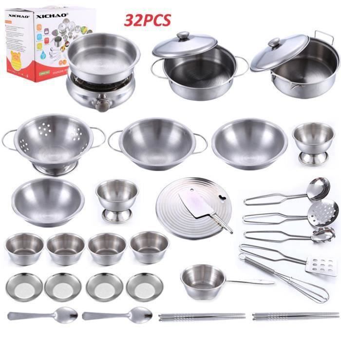 UCAMP Accessoire Cuisine Enfant 32 Pièces - Ensemble Ustensiles Avec Tablier, Toque, Gant - Cadeau Pour Garçons Et Filles