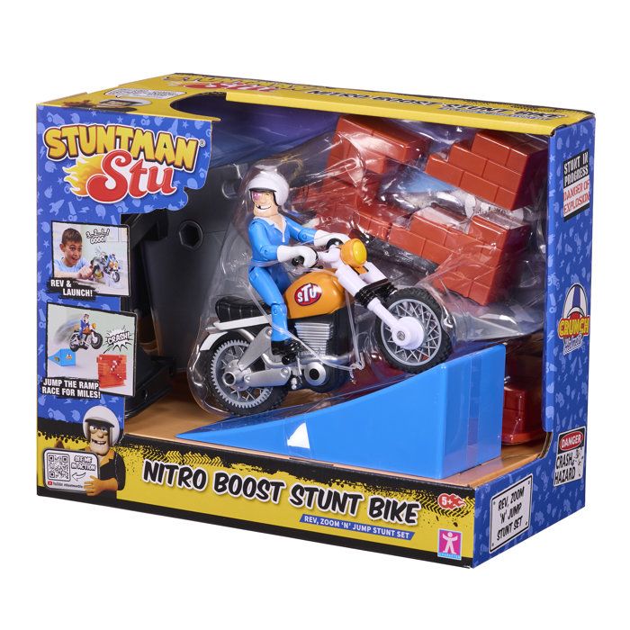 Jouet de Cascade BANDAI Stuntman Stu Moto Nitro Boost – Figurine Cascadeur Inclus et Rampe de Lancement - vue 6