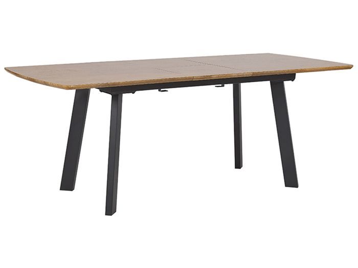 table à manger extensible effet bois foncé et noire 160/200 x 90 cm salvador