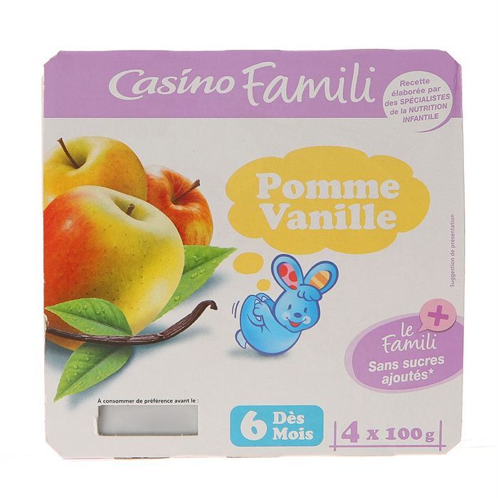 CASINO Compote Bébé Pomme Vanille 4x100g Achat / Vente compote
