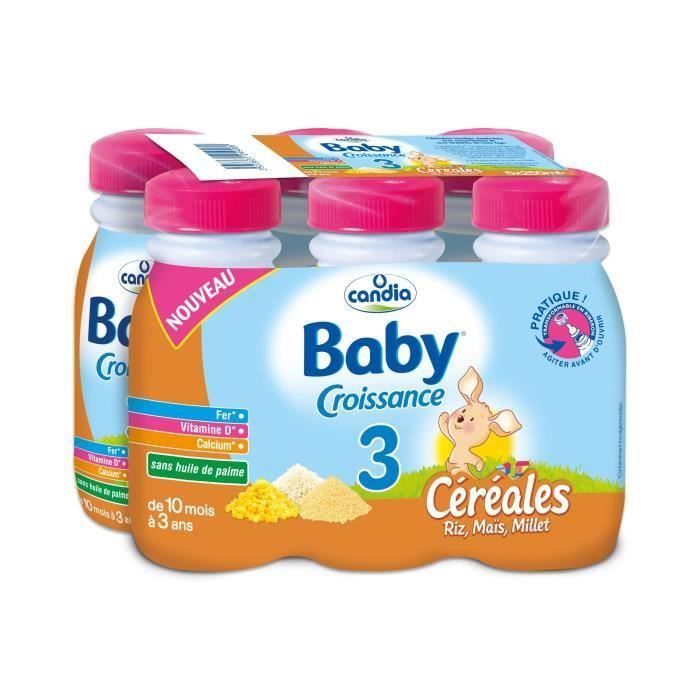 Lot De 3 Candia Baby Croissance Lait 3eme Age Cereales Riz Mais Millet 6x25 Cl De 10 Mois A 3 Ans Achat Vente Lait De Croissance Lot De