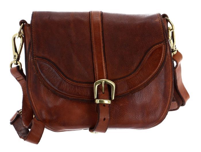 Sac à Bandoulière CAMPOMAGGI En Cuir Cognac - 100% Cuir De Vache - Neuf Avec étiquettes