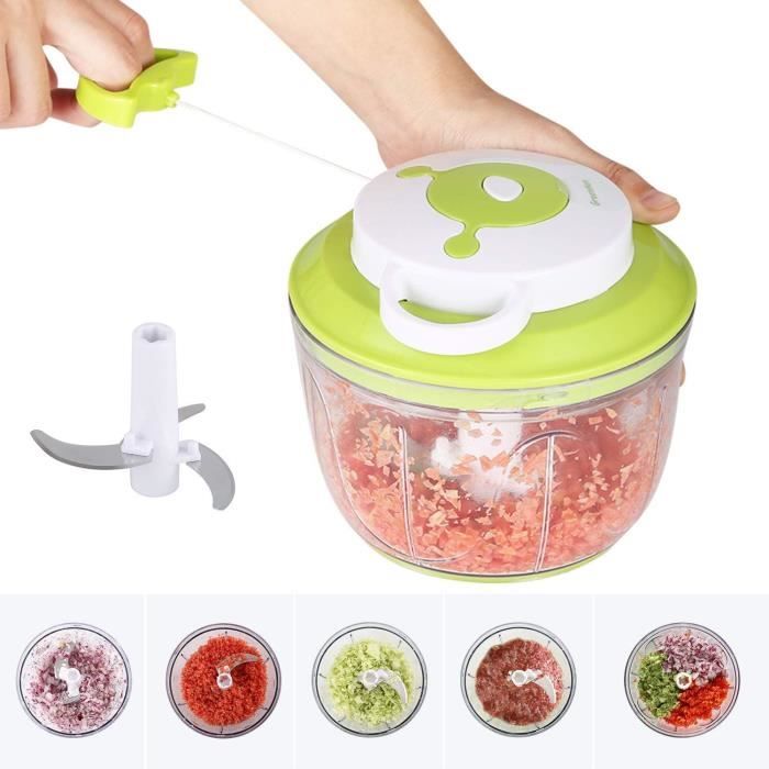 Hachoir à Ail Manuel Avec Ficelle – Multifonction, Lame En Inox, Pour Légumes, Fruits, Viande Hachée - 3