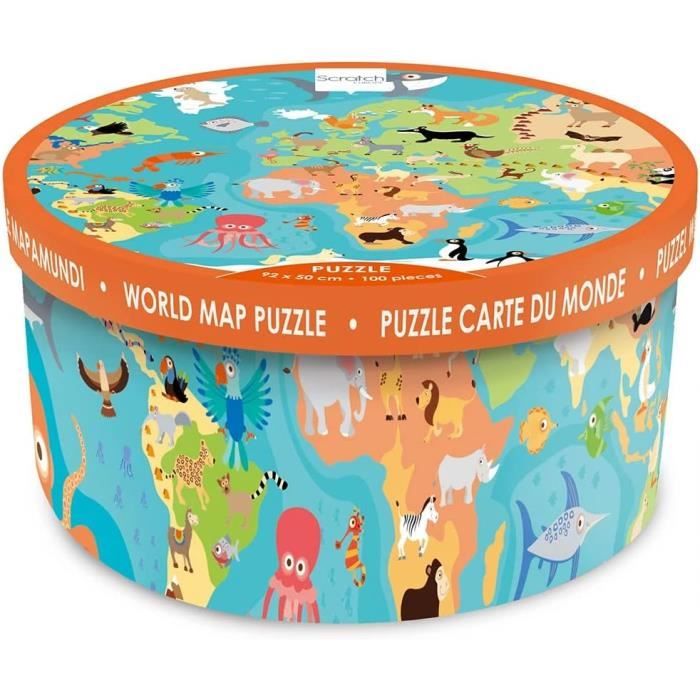 Scratch - Puzzle Carte Du Monde Avec Animaux Pour Enfants - Carte Du ...