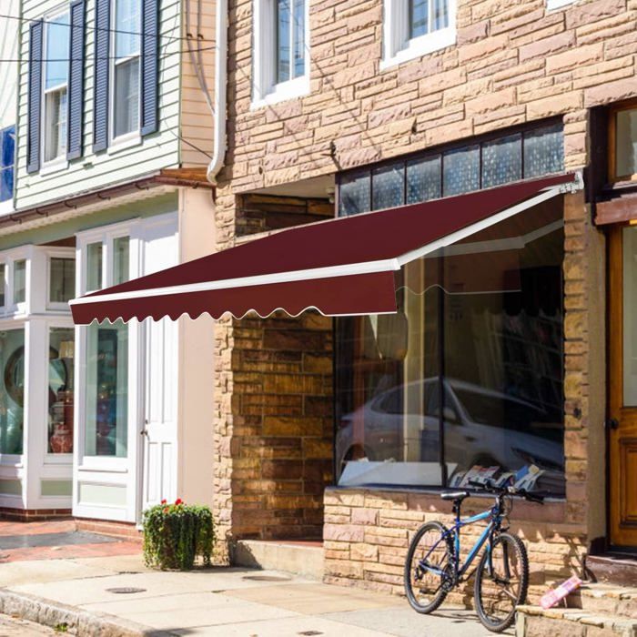 COSTWAY Store Banne de Balcon Rétractable 36 X 3M avec Tissu Résistant aux UV et à lEau Cadre Aluminium Angle Réglable 5-35°