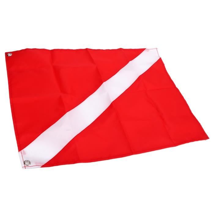 Drapeau Plongée Diver Down Anley 50x61cm - Rouge Et Blanc Avec Mât Renforcé Amovible