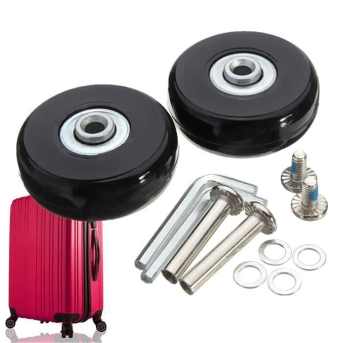 Kit De 2 Roues De Rechange Pour Valises 50x24mm Evenden - Roulette Pivotante Polyuréthane Avec Roulements Acier, Kit Réparation Complet