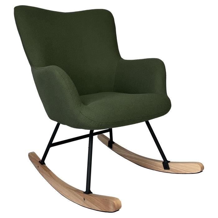 fauteuil à bascule en tissu boucle vert kaki kaira vert