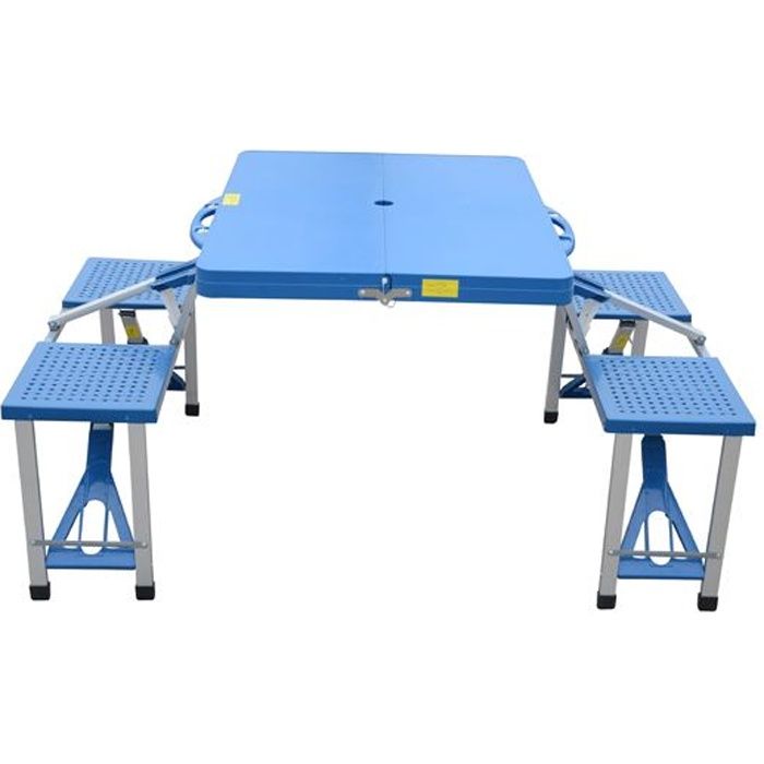 Table de camping pique nique pliante portable 4 personnes aluminium  plastique gris foncé - La Poste