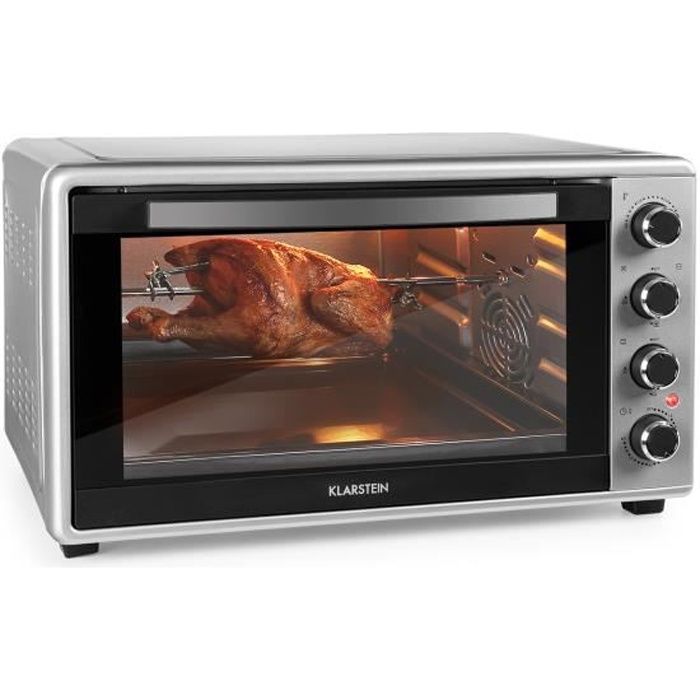 Mini Four Ultra Compact 11L avec Minuterie et température jusquà 250°C Klarstein Minibreak - Blanc 800W, Plaque et Grill, 2 Éléments de Chauffe 
