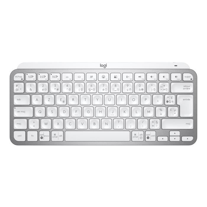 Clavier - Sans Fil - Logitech - MX Keys Mini - AZERTY - Rétroéclairé - Gris clair Clavier - Sans Fil - Logitech - MX Keys Mini - AZERTY - Rétroéclairé - Gris clair