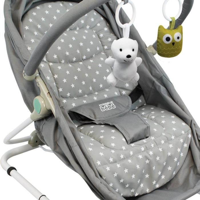 Coussin De Confort Pour Transat Et Couffin Bebe Pliable Gamme Serenite Gris Etoiles Monsieur Bebe Cdiscount Puericulture Eveil Bebe