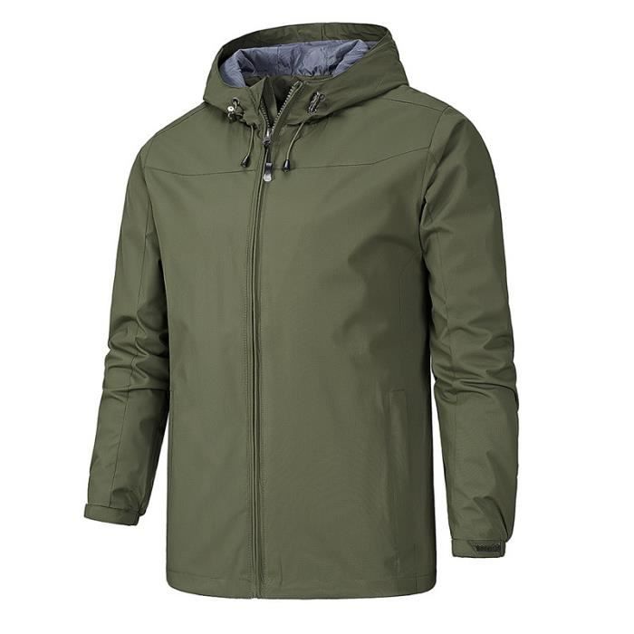 Veste De Pluie Homme Imperméable Coupe-vent - Capuche Ajustable, Poches - Randonnée, Travail