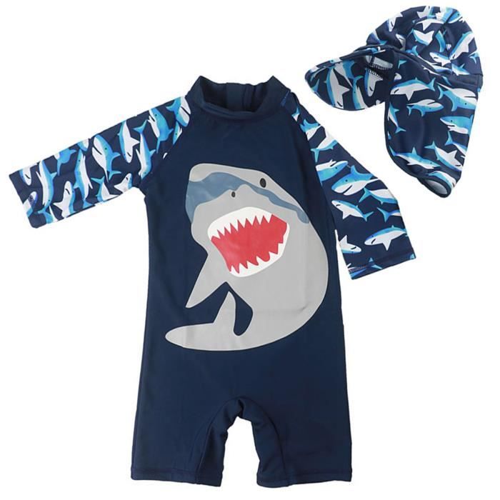 Enfants Combinaison de Natation Gar/çons Maillots de Bain Une Pi/èce de Protection Anti-UV Costume de Plong/ée avec Bonnet de Bain