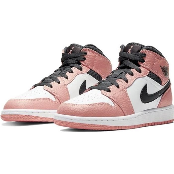 Air Jordans 1 Mid Femme Jordans One Pink Quartz Chaussures de Basket Pas  Cher pour Fille Femme Sneakers