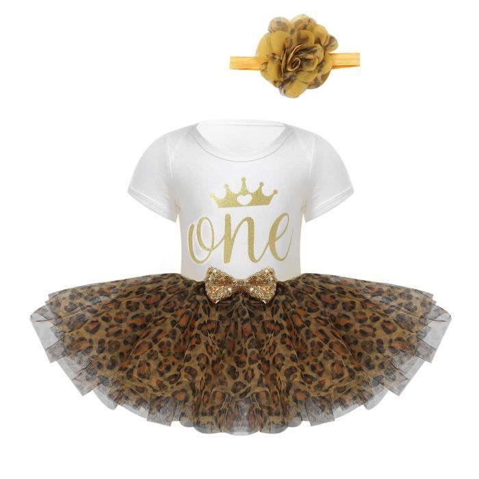 Iiniim Bebe Fille Barboteuse Nouveau Ne 1er Anniversaire Tutu Jupe Imprime Leopard Ensemble Vetements Body Avec Bandeau 0 24 Mois Blanc Cdiscount Pret A Porter