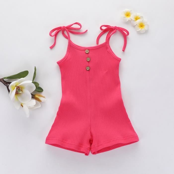 Combinaison D Ete Pour Bebe Fille Sans Manches Avec Bretelles Solides Fyfht100 Rose Vif Achat Vente Combinaison Prolongation Soldes Cdiscount