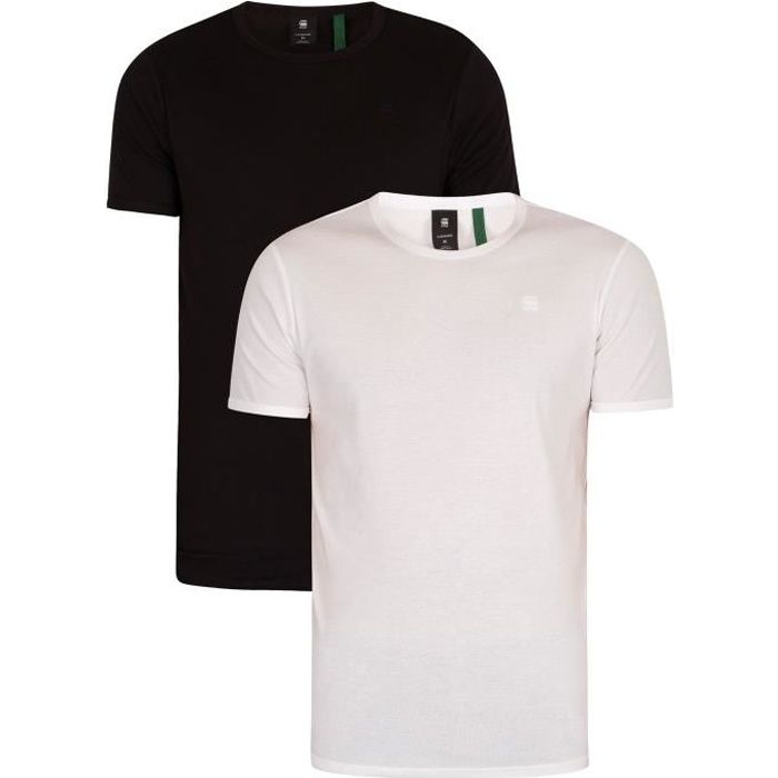 blanc G-Star Pour des hommes Lot de 2 t-shirts avec logo à col en V