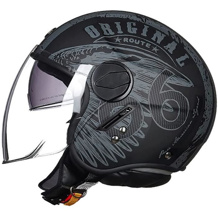 Casque Moto Jet ECE Homologué La Betty Noir - Casque Homme Femme Léger Et Confortable Taille S (55/56)