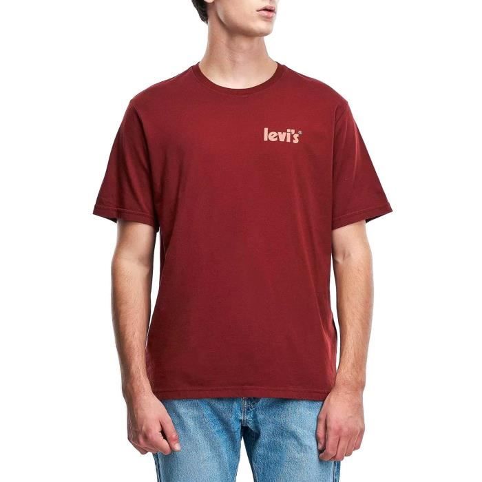 T Shirt Levis D tendu Grenat Pour Homme Rouge Cdiscount Pr t