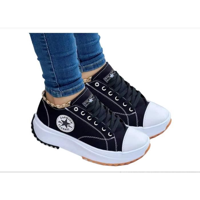 Fashion Femme Filles respirant toile baskets chaussures High-top Chaussures Noir 9 US 