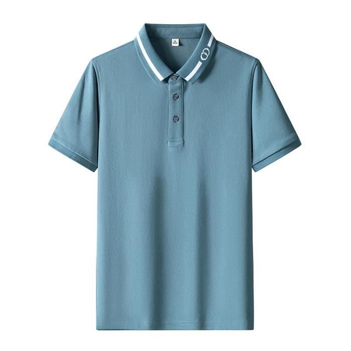 Polo Homme Manches Courtes T Shirt Ete Business Couleur Unie Bleu Cdiscount Pret a Porter