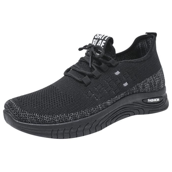 Baskets Homme En Mesh Respirant - Léger, Antidérapant, Pour Course, Gym, Marche - Noir