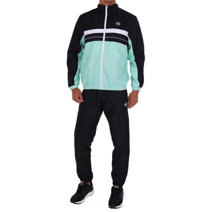 Veste De Survêtement Sergio Tacchini Homme En Velours Court - Noir Taille XL | Logo Brodé, Coupe Confortable