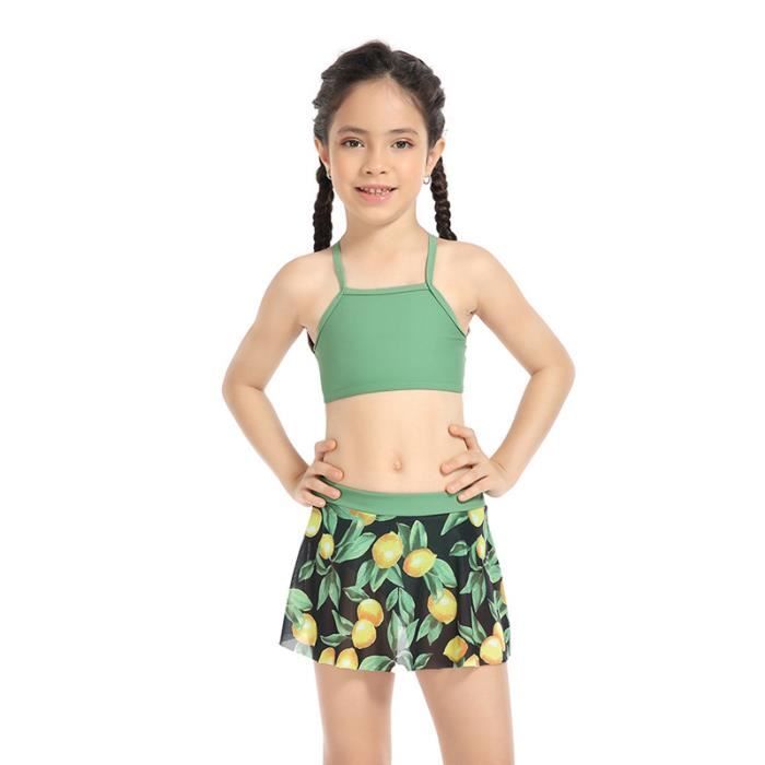 Maillot de Bain Enfant Fille - Marque - Vert - Doux et Extensible - Natation Plage Piscine