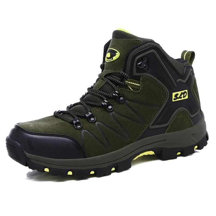 Chaussures Antidérapantes Outdoor Chaussures Randonnée Homme Ybberik - Bottes Imperméables Anti-Dérapantes Haute Cheville Bottes Cuir Suédé Absorption Chocs