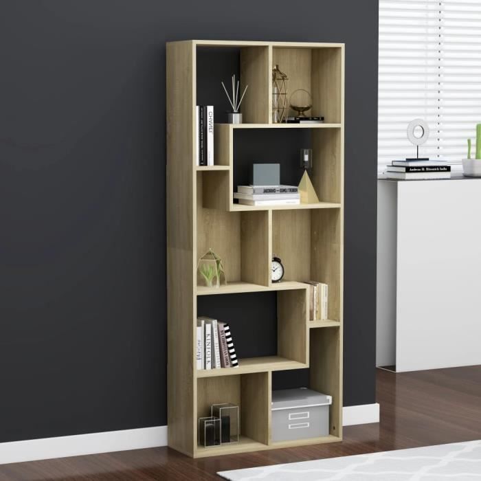 403®hot|home bibliothèque meuble escalier à livres avec scandinave séparateur de pièce chêne sonoma 67x24x161 cm aggloméré