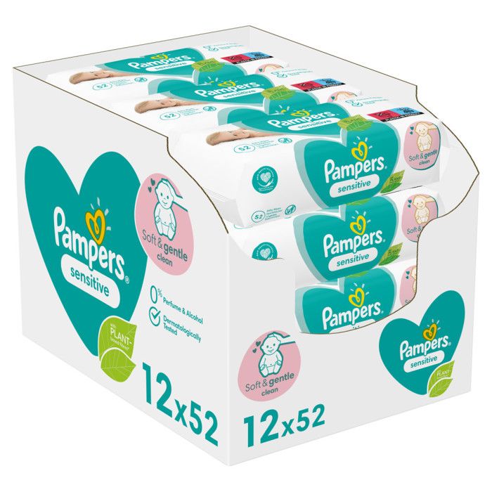 Pampers Lingettes Bebe Sensitive Lot De 12 X 52 Lingettes 624 Lingettes Cdiscount Puericulture Eveil Bebe