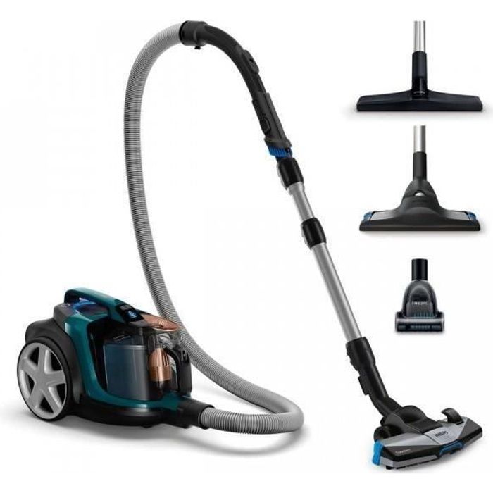 Aspirateur sans sac Philips PowerPro Expert - Turquoise - Triple action de nettoyage - Brosse douce intégrée