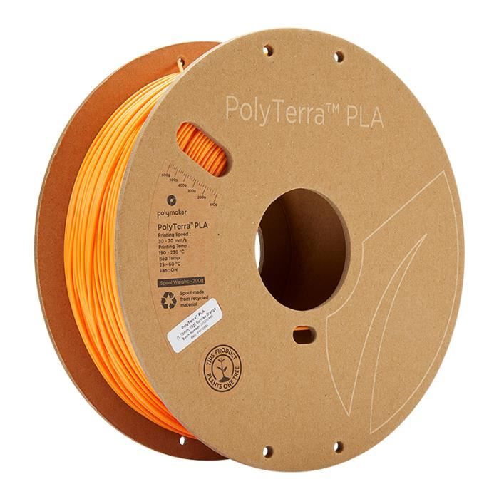 POLYMAKER - Filament PLA pour imprimante 3D - PolyTerra - 1.75mm - 1Kg - Orange Soleil