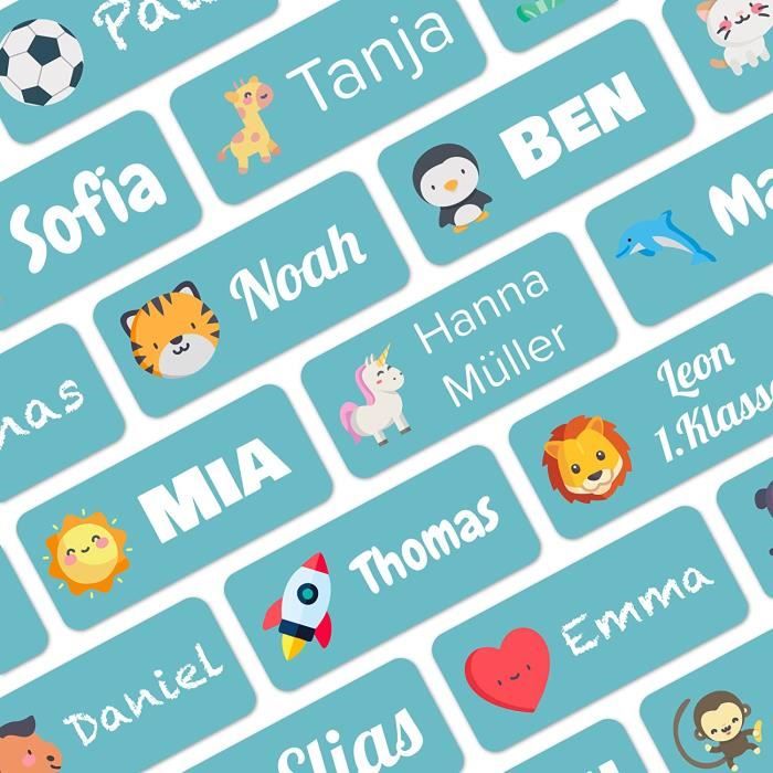 128 Pièces étanches étiquettes Adhésives Personnalisées, étiquettes Prénom Autocollantes