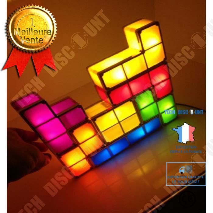 td® lampe tetris design, cadeau design lampe décorative pour chambre, bureau, salon décoration luminosité multicolore design