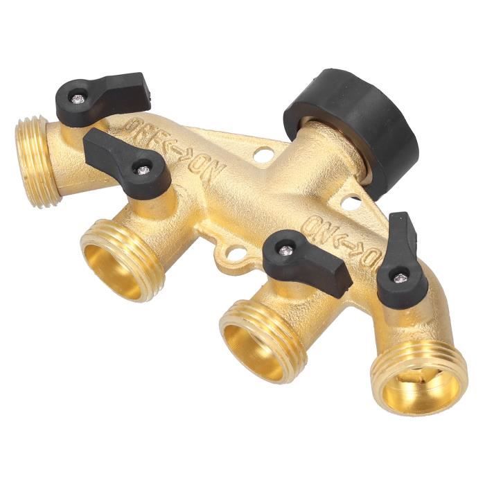 Derivatore Acqua 2 Vie In Ottone - Splitter Rubinetti Con Valvole Indipendenti - Attacco 3/4 Pollice Femmina/Maschio Per Giardino - 3