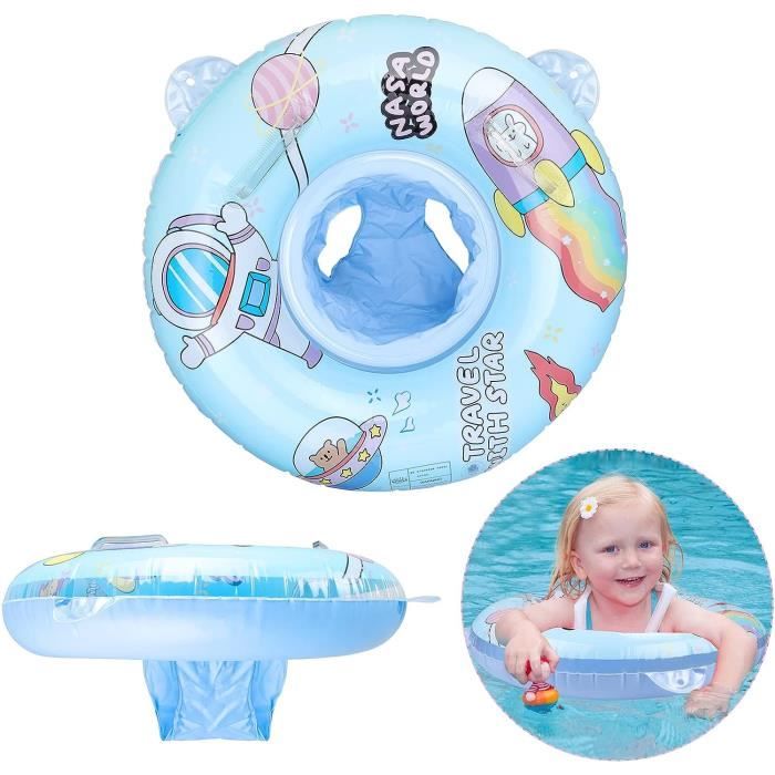 Thedttoy Bouée Bébé Double Airbag – Anneau De Bain Avec Protection Solaire UPF50+ – Siège Gonflable Réglable – Pour 6 à 36 Mois – Piscine Et Mer
