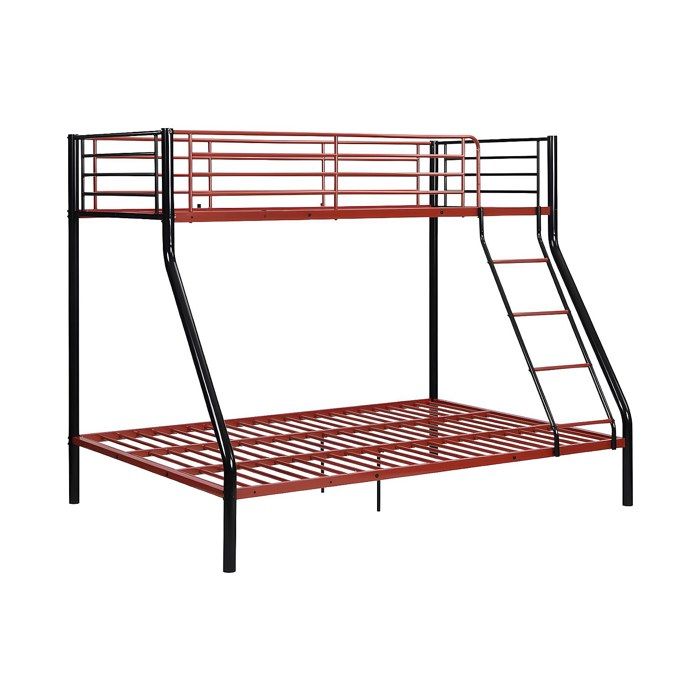 Lits superposés ELEVATIO IV - 90 et 140 x 190 cm - Acier - Noir et rouge