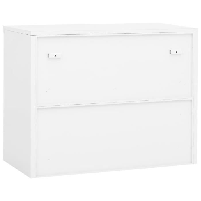 armoire de bureau - vgeby - blanc - 90x40x70 cm - acier - verre trempé