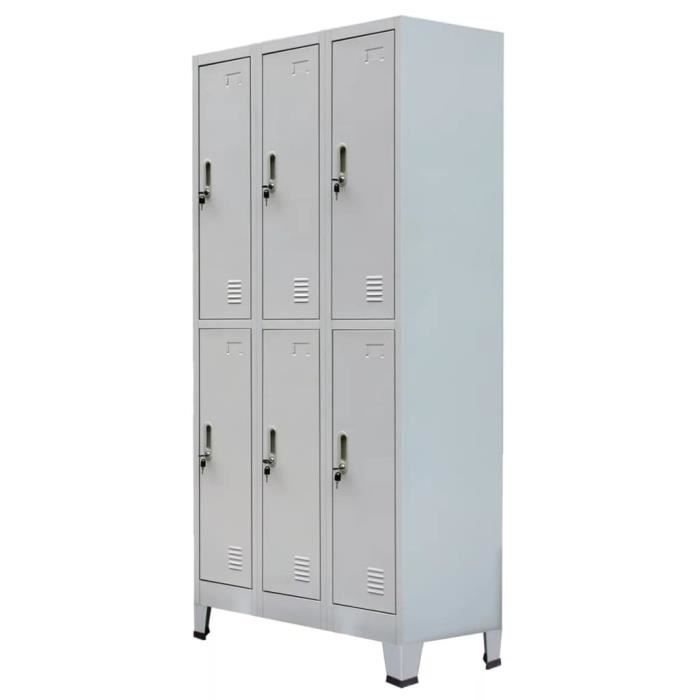 vidaXL Armoire à casiers avec 6 compartiments Acier 90x45x180 cm Gris