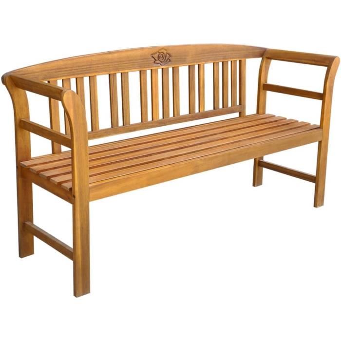 Banc de jardin en acacia sculpté Naturel 157 x 45 x 82.5 cm