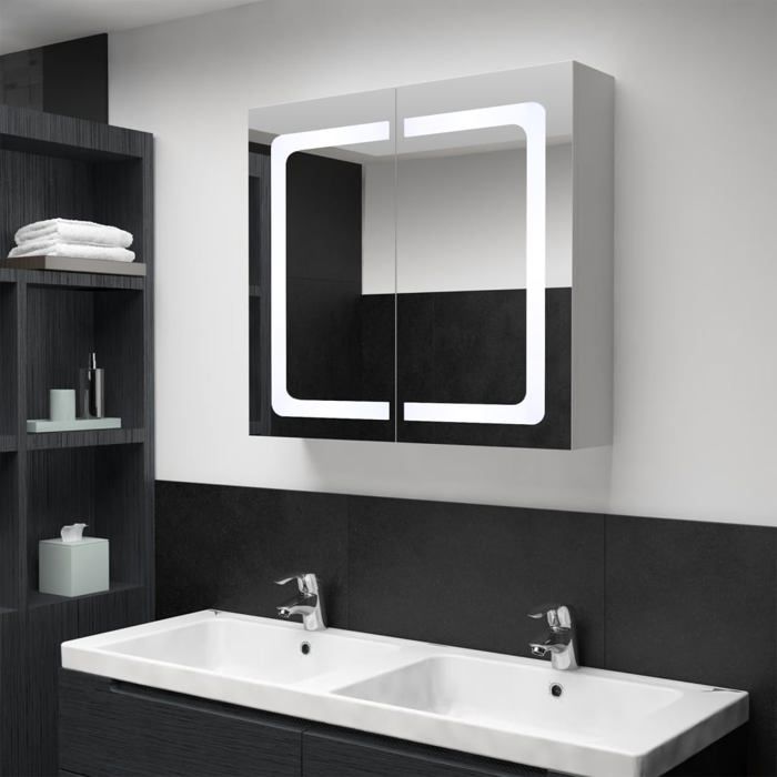 VidaXL Armoire de salle de bain à miroir LED 80x12,2x68 cm 285123