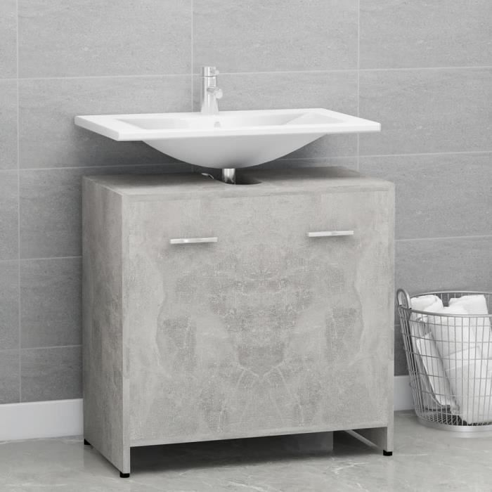 VidaXL Armoire de salle de bain Gris béton 60x33x61 cm Bois ingénierie