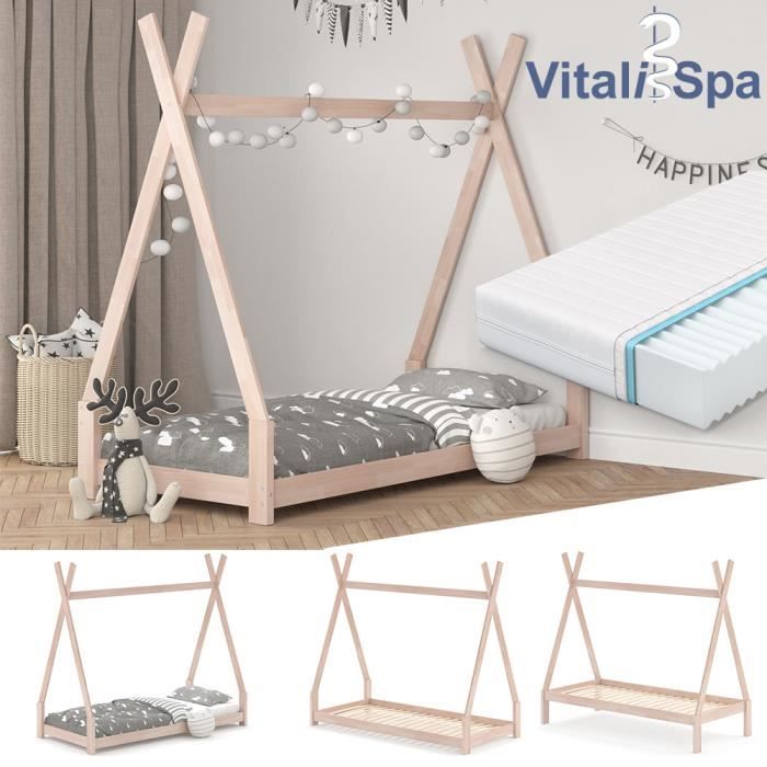 Lit pour enfant - VITALISPA - TIPI - Bois massif - Style enfant - 70 x 140  cm - Cdiscount Maison